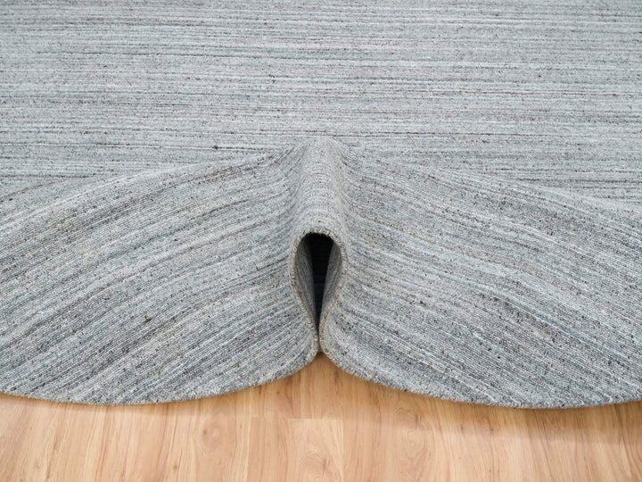 10'1" x 10'1" New Hand Loomed Grey Wool Round Oriental Rug - MOA10265563