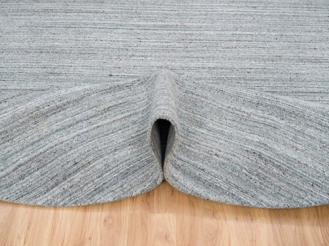 10'1" x 10'1" New Hand Loomed Grey Wool Round Oriental Rug - MOA10265563