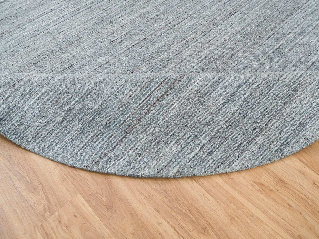 10'1" x 10'1" New Hand Loomed Grey Wool Round Oriental Rug - MOA10265563