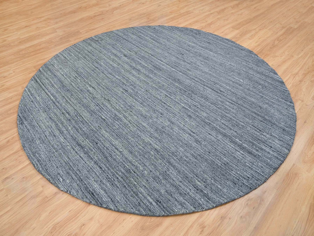 10'0" x 10'0" New Hand Loomed Grey Wool Round Oriental Rug - MOA10265564