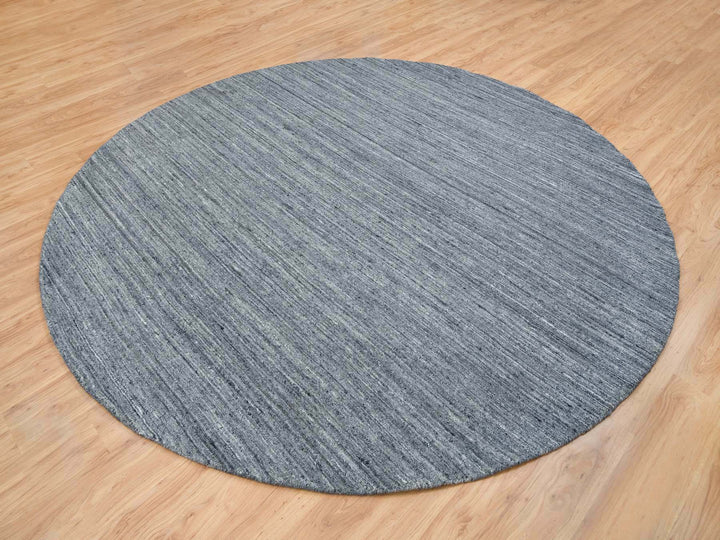 10'0" x 10'0" New Hand Loomed Grey Wool Round Oriental Rug - MOA10265564
