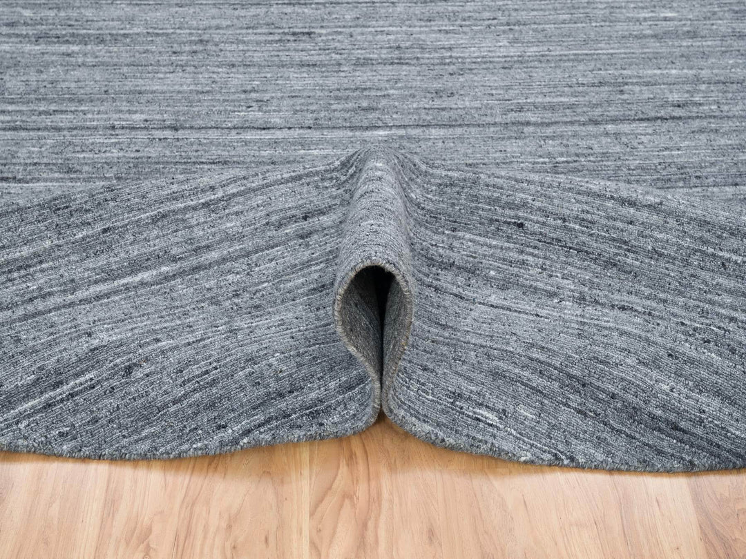 10'0" x 10'0" New Hand Loomed Grey Wool Round Oriental Rug - MOA10265564