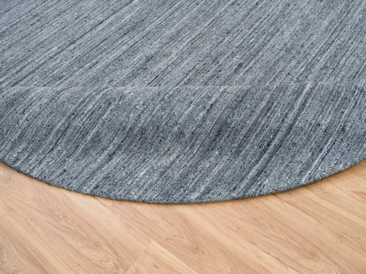 10'0" x 10'0" New Hand Loomed Grey Wool Round Oriental Rug - MOA10265564