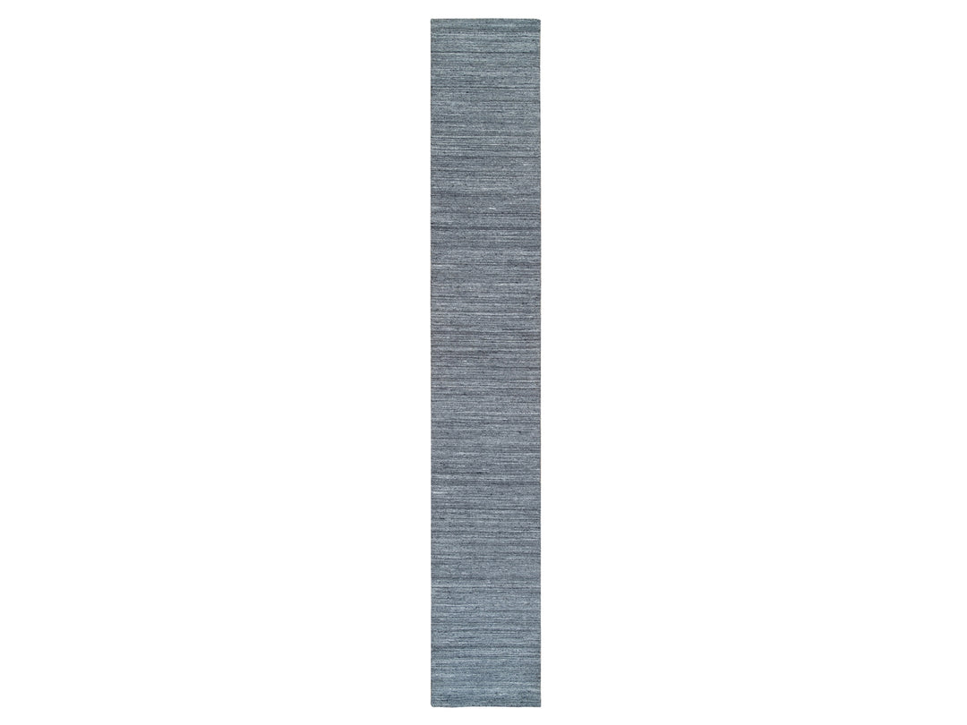2'6" x 15'10" New Hand Loomed Grey Wool Runner Oriental Rug - MOA10265565