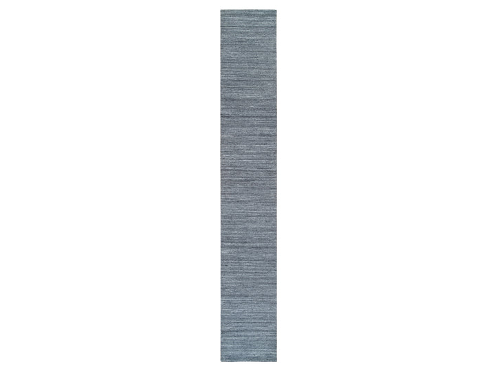 2'6" x 15'10" New Hand Loomed Grey Wool Runner Oriental Rug - MOA10265565