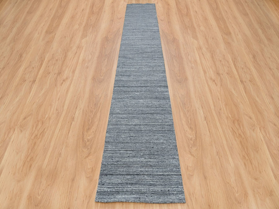 2'6" x 15'10" New Hand Loomed Grey Wool Runner Oriental Rug - MOA10265565