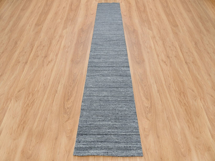 2'6" x 15'10" New Hand Loomed Grey Wool Runner Oriental Rug - MOA10265565