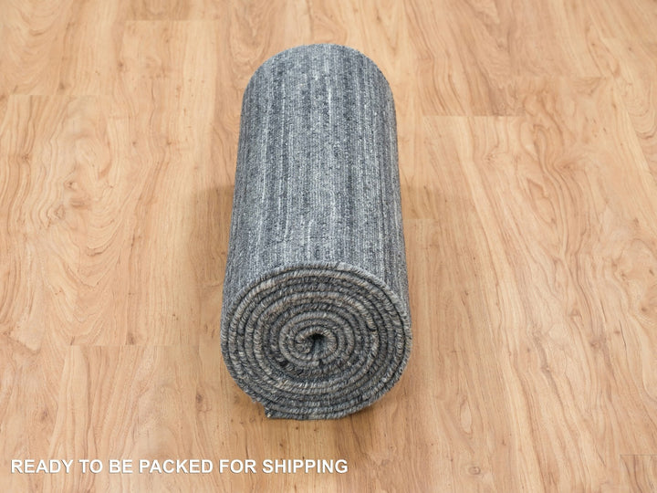 2'6" x 15'10" New Hand Loomed Grey Wool Runner Oriental Rug - MOA10265565