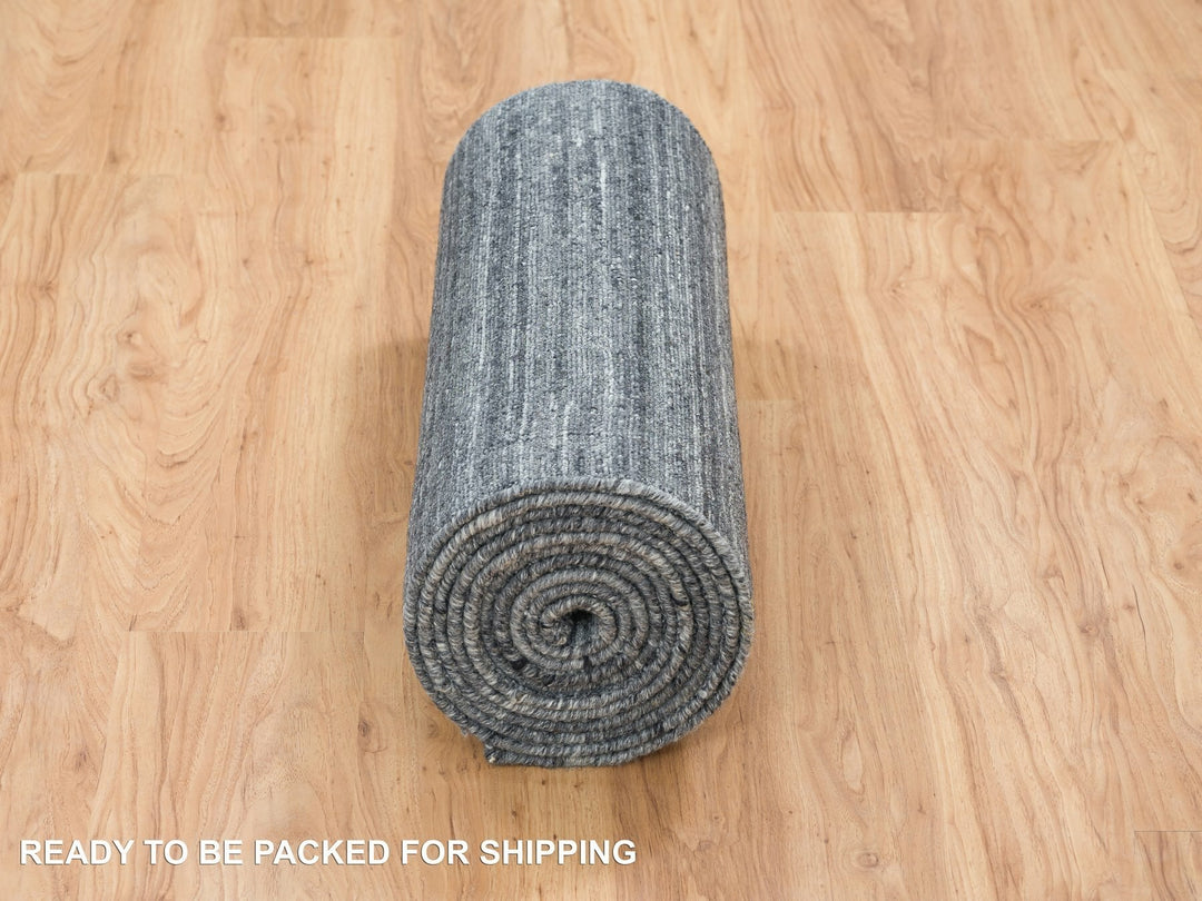 2'6" x 15'10" New Hand Loomed Grey Wool Runner Oriental Rug - MOA10265565