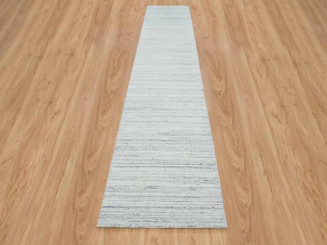 2'8" x 14'0" New Hand Loomed Ivory Wool Runner Oriental Rug - MOA10265569