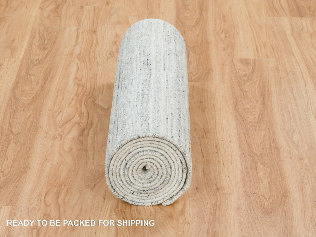 2'8" x 14'0" New Hand Loomed Ivory Wool Runner Oriental Rug - MOA10265569