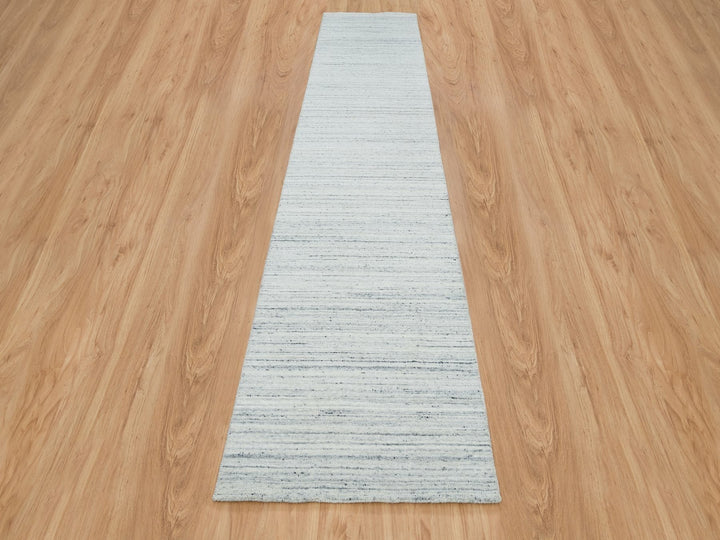 2'8" x 13'10" New Hand Loomed Ivory Wool Runner Oriental Rug - MOA10265570