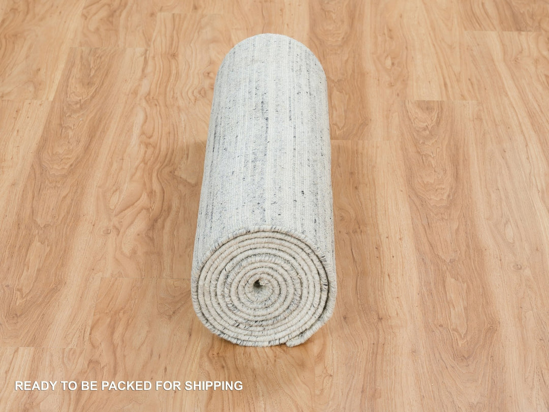 2'8" x 13'10" New Hand Loomed Ivory Wool Runner Oriental Rug - MOA10265570