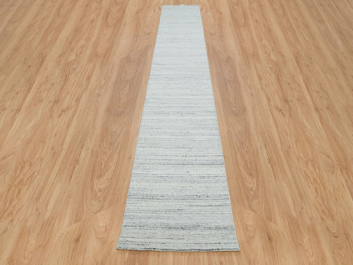 2'5" x 15'9" New Hand Loomed Ivory Wool Runner Oriental Rug - MOA10265571