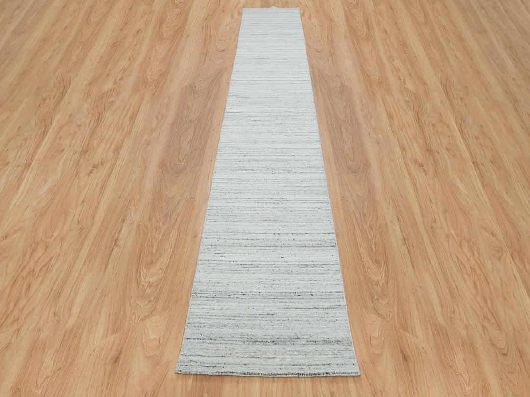 2'5" x 15'9" New Hand Loomed Ivory Wool Runner Oriental Rug - MOA10265571