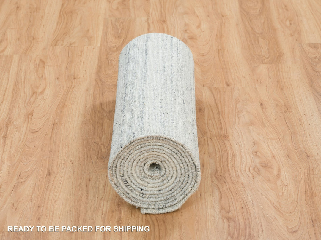 2'5" x 15'9" New Hand Loomed Ivory Wool Runner Oriental Rug - MOA10265571