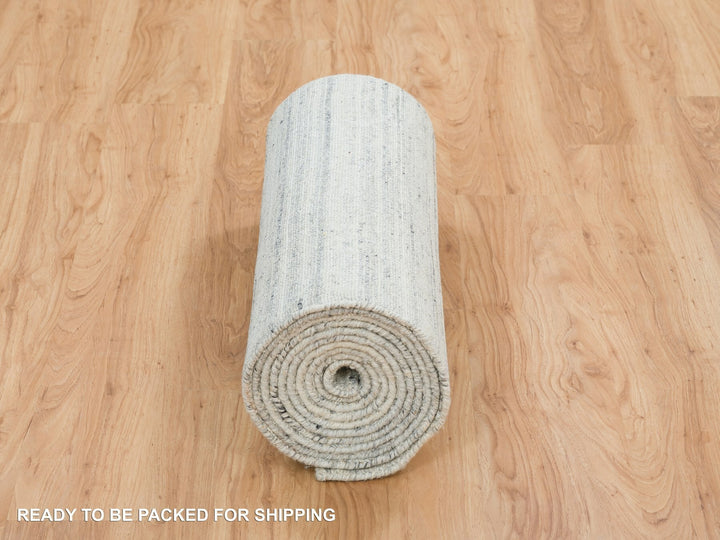 2'5" x 15'9" New Hand Loomed Ivory Wool Runner Oriental Rug - MOA10265571