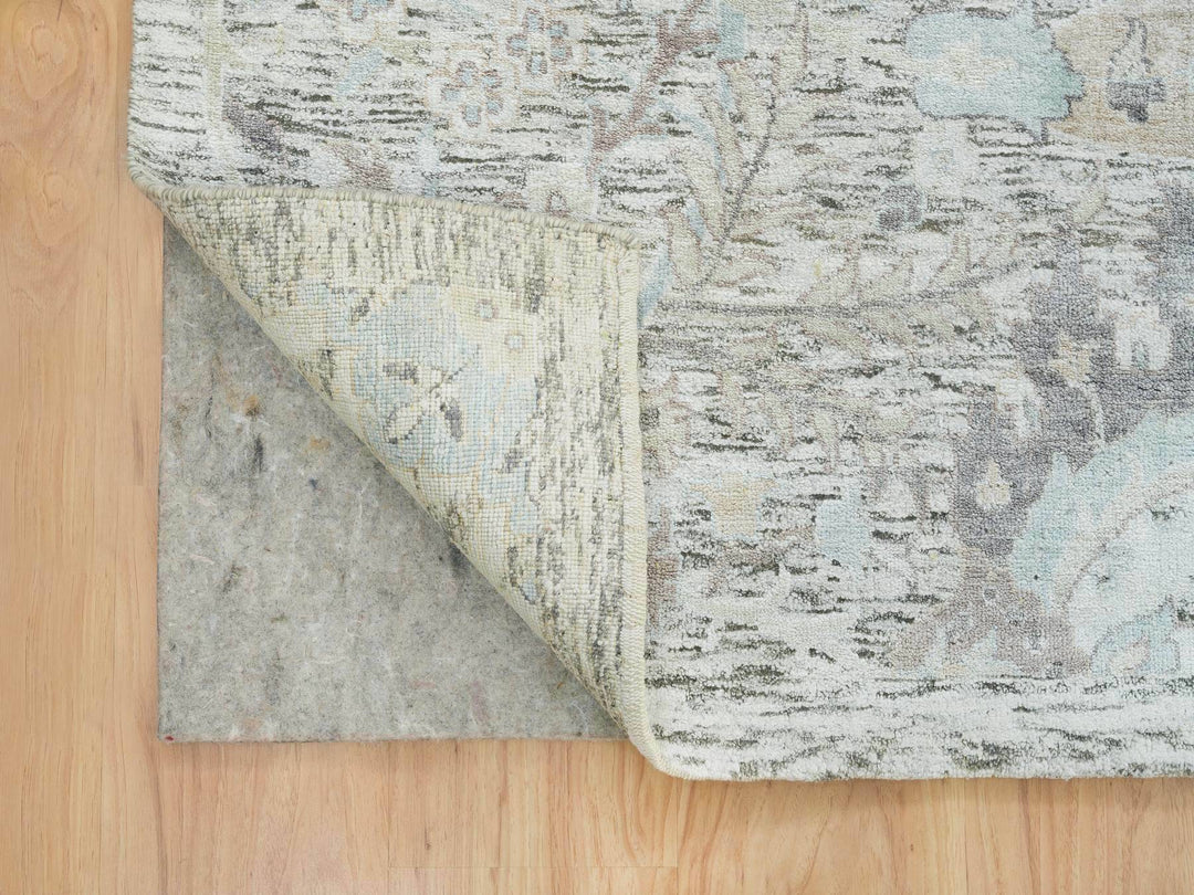 10'0" x 14'3" New Hand Knotted Ivory Wool & Silk Rectangle Oriental Rug - MOA10265672