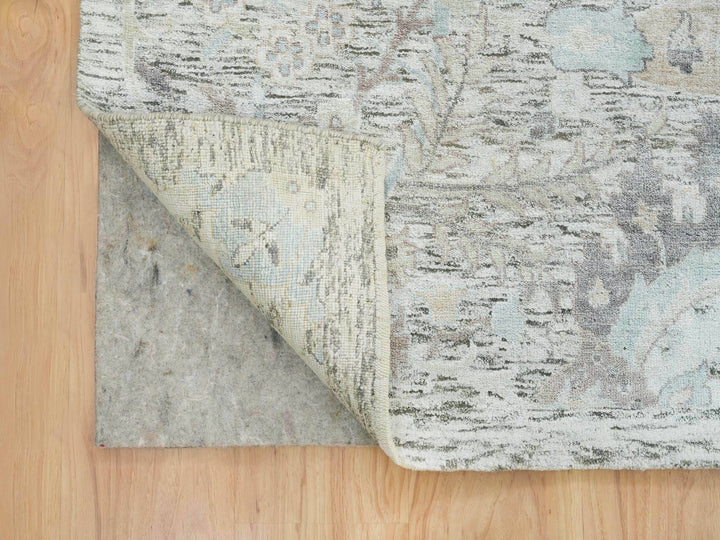 10'0" x 14'3" New Hand Knotted Ivory Wool & Silk Rectangle Oriental Rug - MOA10265672