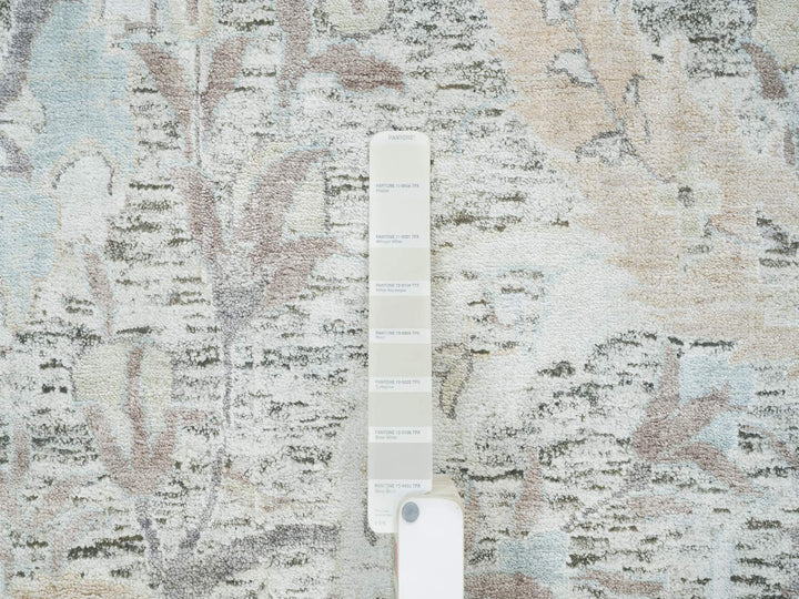 10'0" x 14'3" New Hand Knotted Ivory Wool & Silk Rectangle Oriental Rug - MOA10265672