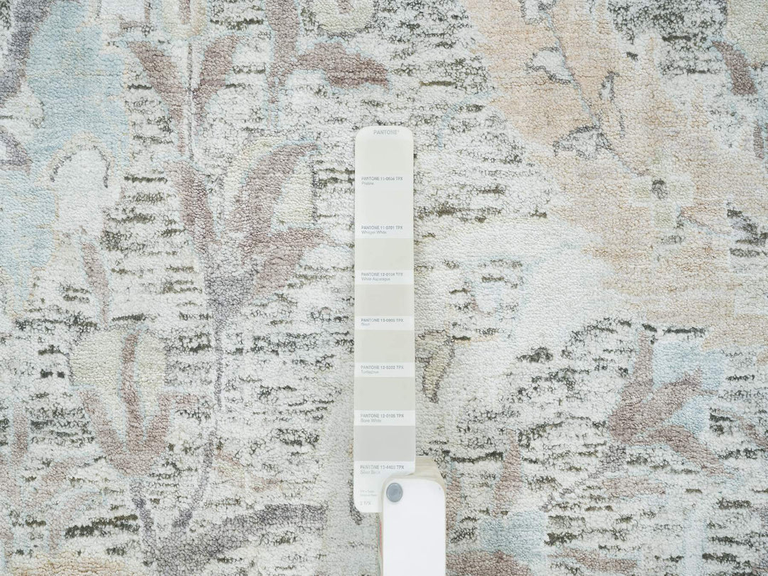 10'0" x 14'3" New Hand Knotted Ivory Wool & Silk Rectangle Oriental Rug - MOA10265672