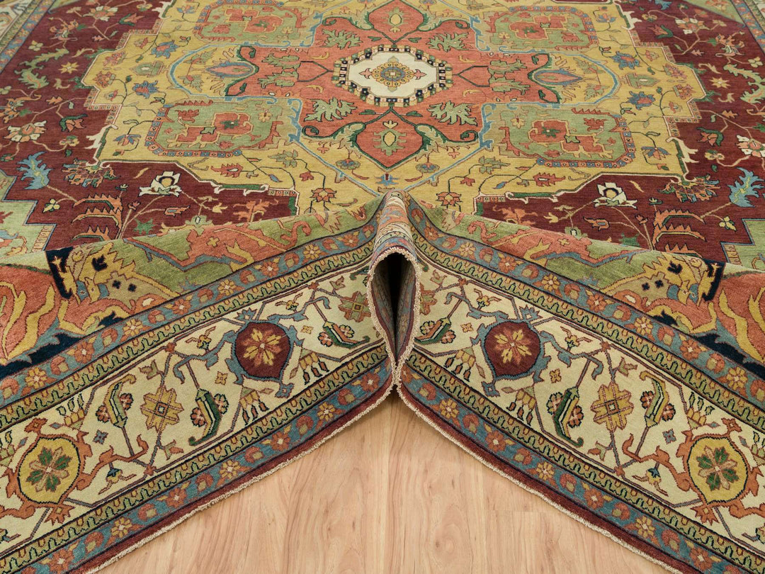 12'0" x 15'2" New Hand Knotted Red Wool Rectangle Oriental Rug - MOA10265707