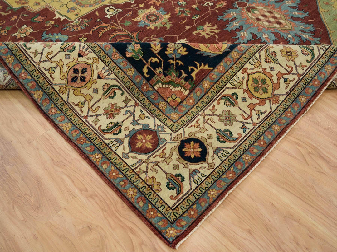 12'0" x 15'2" New Hand Knotted Red Wool Rectangle Oriental Rug - MOA10265707