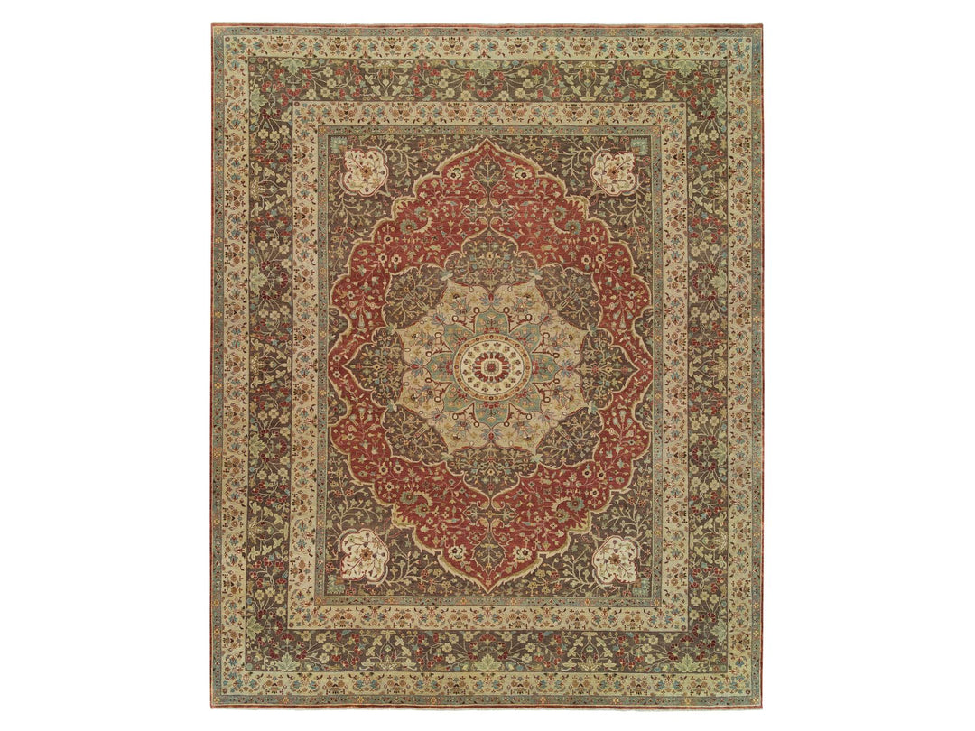 12'0" x 15'2" New Hand Knotted Red Wool Rectangle Oriental Rug - MOA10265753