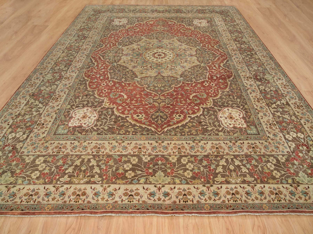 12'0" x 15'2" New Hand Knotted Red Wool Rectangle Oriental Rug - MOA10265753