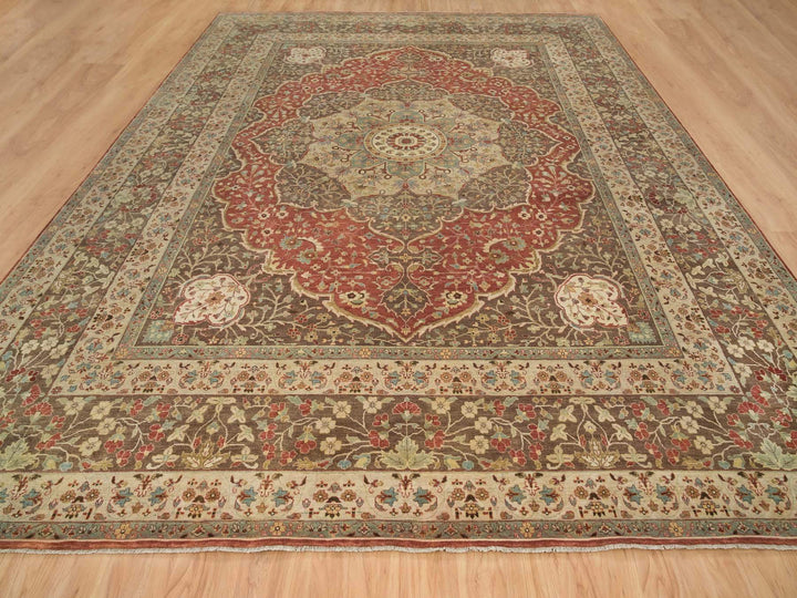 12'0" x 15'2" New Hand Knotted Red Wool Rectangle Oriental Rug - MOA10265753