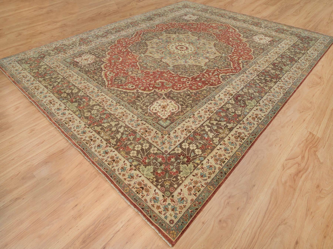 12'0" x 15'2" New Hand Knotted Red Wool Rectangle Oriental Rug - MOA10265753