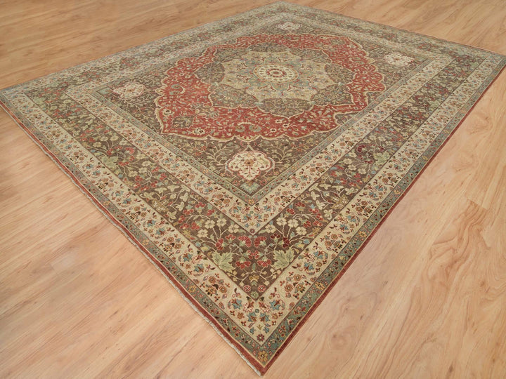 12'0" x 15'2" New Hand Knotted Red Wool Rectangle Oriental Rug - MOA10265753