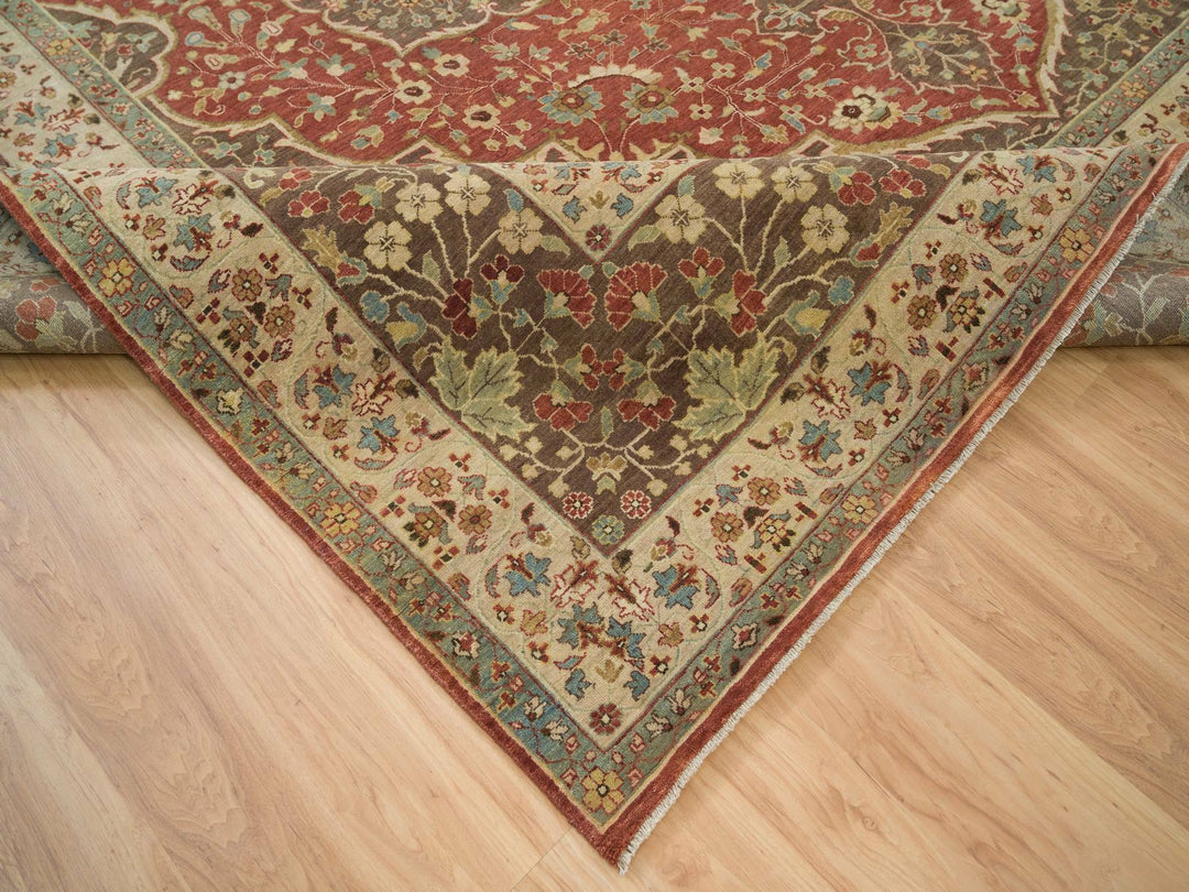 12'0" x 15'2" New Hand Knotted Red Wool Rectangle Oriental Rug - MOA10265753