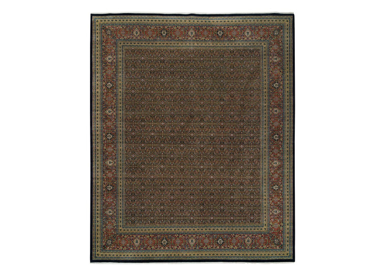 11'11" x 15'3" New Hand Knotted Black Wool Rectangle Oriental Rug - MOA10265791