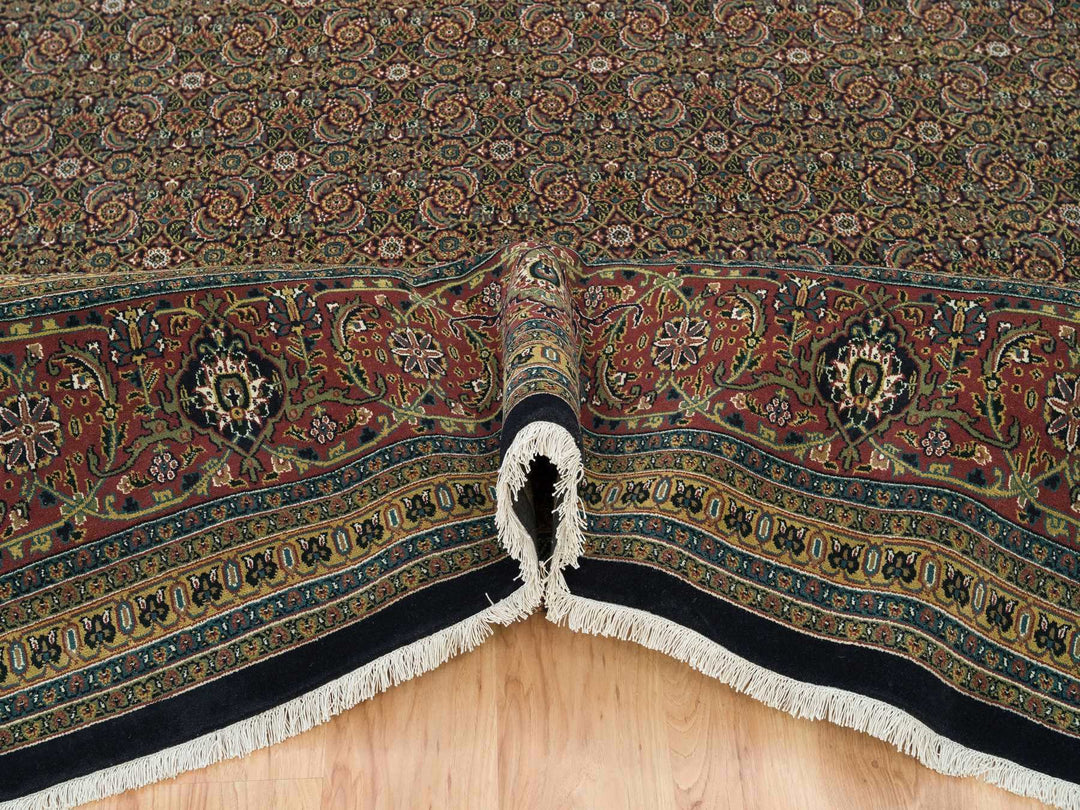 11'11" x 15'3" New Hand Knotted Black Wool Rectangle Oriental Rug - MOA10265791