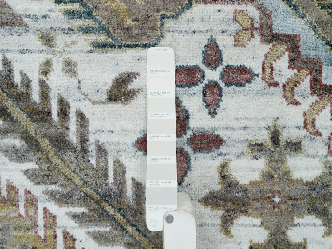 13'8" x 17'9" New Hand Knotted Ivory Wool Rectangle Oriental Rug - MOA10265817