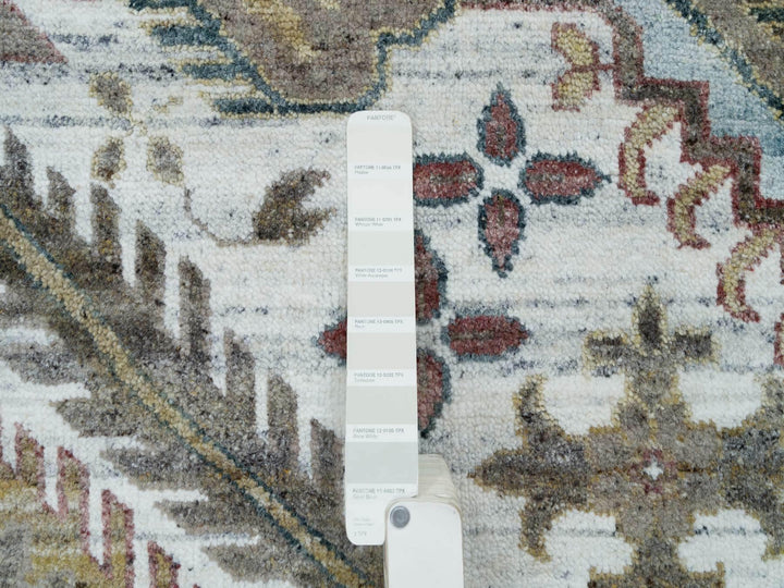 13'8" x 17'9" New Hand Knotted Ivory Wool Rectangle Oriental Rug - MOA10265817