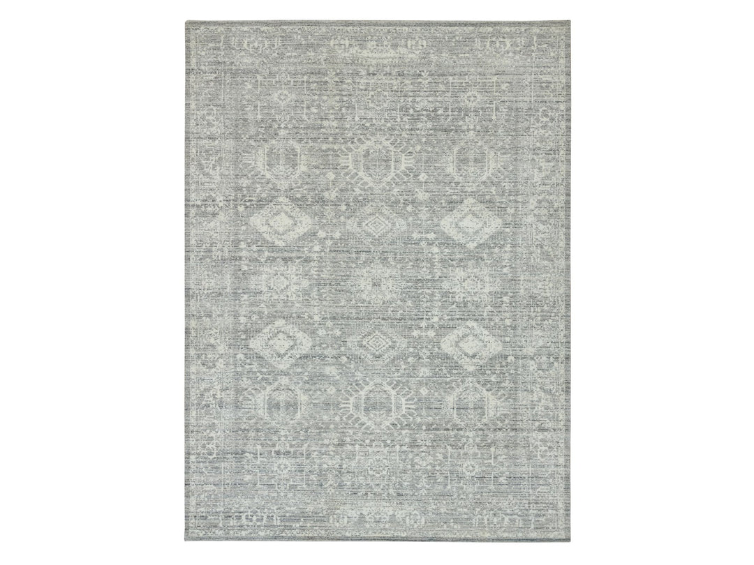 8'11" x 12'0" New Hand Loomed Grey Wool Rectangle Oriental Rug - MOA10265834