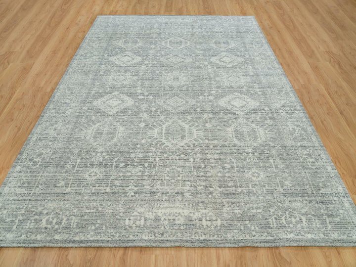 8'11" x 12'0" New Hand Loomed Grey Wool Rectangle Oriental Rug - MOA10265834
