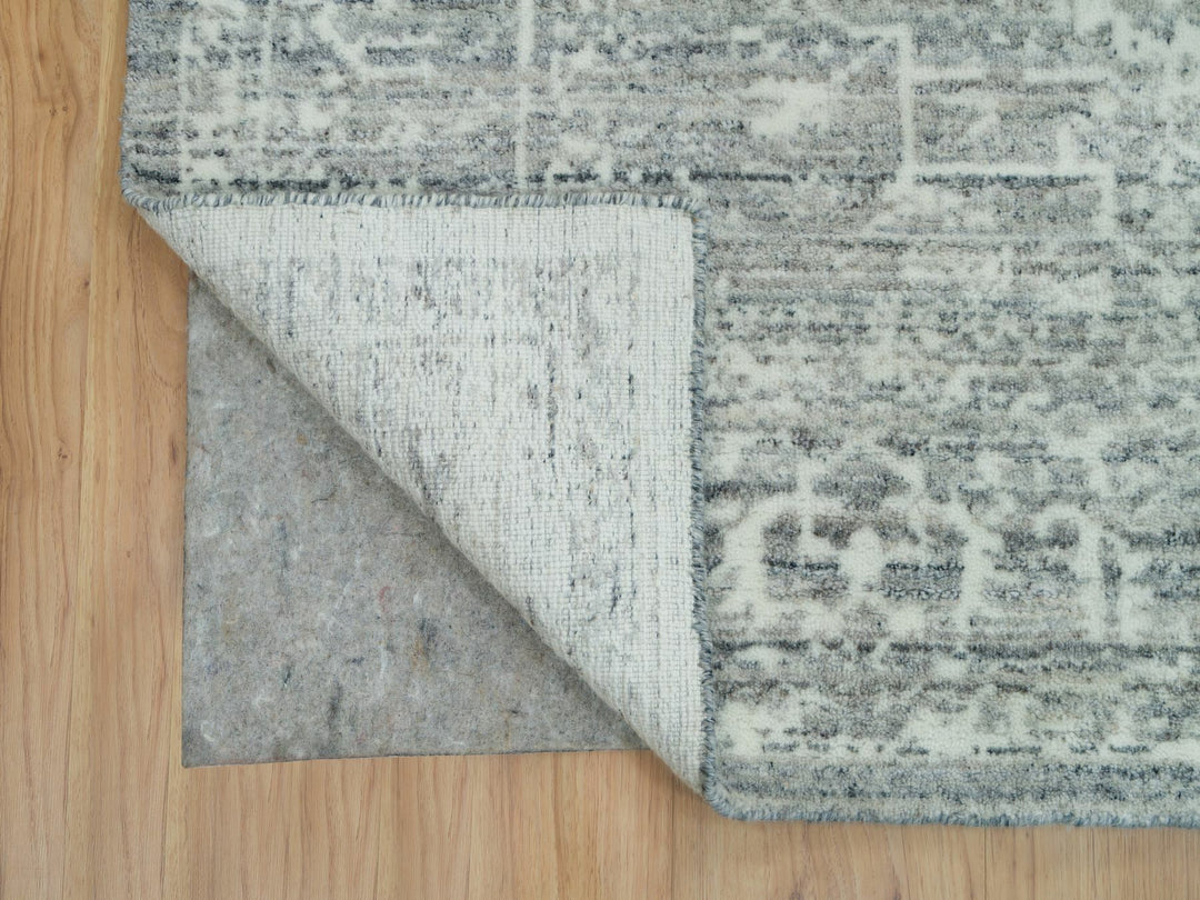 8'11" x 12'0" New Hand Loomed Grey Wool Rectangle Oriental Rug - MOA10265834