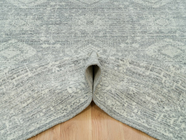 8'11" x 12'0" New Hand Loomed Grey Wool Rectangle Oriental Rug - MOA10265834