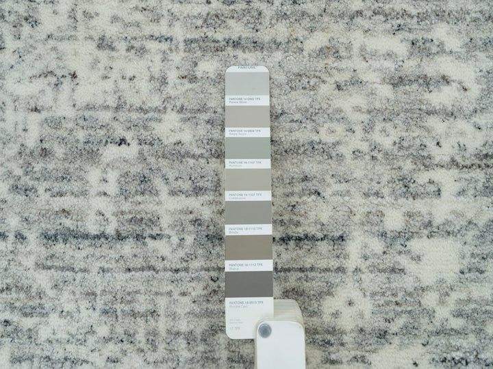 8'11" x 12'0" New Hand Loomed Grey Wool Rectangle Oriental Rug - MOA10265834