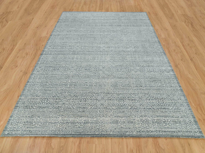 8'10" x 11'11" New Hand Loomed Ivory Wool & Silk Rectangle Oriental Rug - MOA10265835