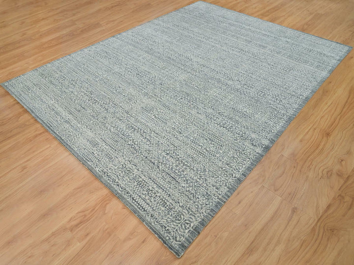 8'10" x 11'11" New Hand Loomed Ivory Wool & Silk Rectangle Oriental Rug - MOA10265835