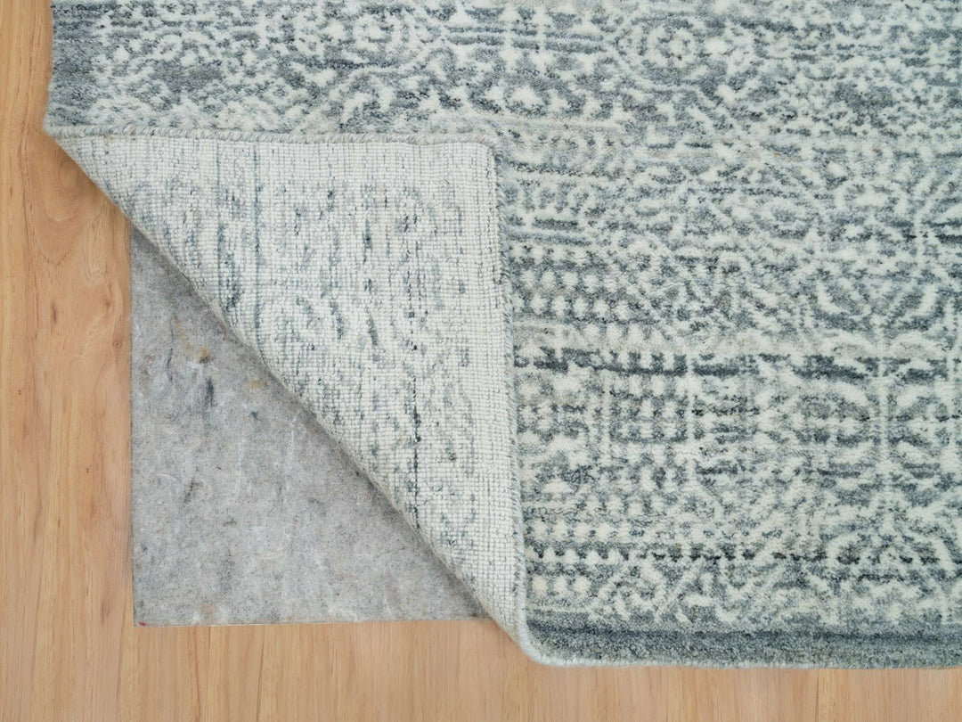 8'10" x 11'11" New Hand Loomed Ivory Wool & Silk Rectangle Oriental Rug - MOA10265835