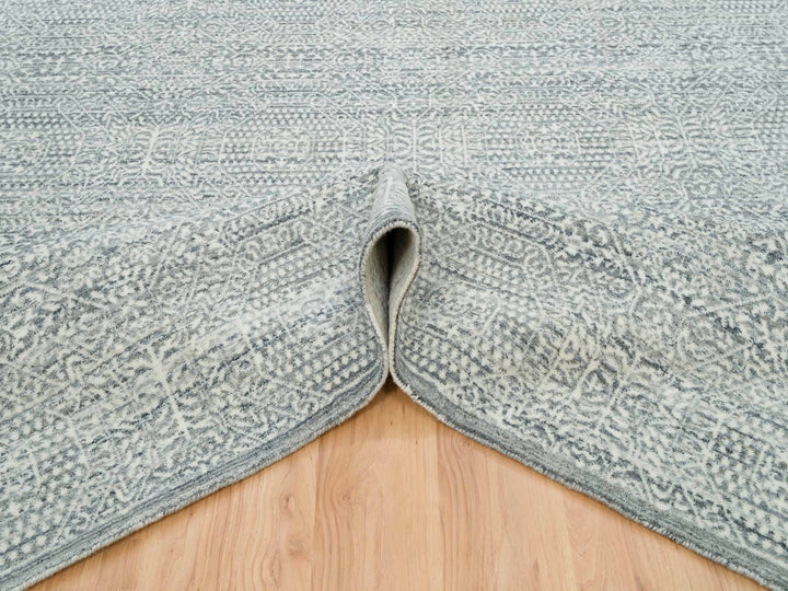 8'10" x 11'11" New Hand Loomed Ivory Wool & Silk Rectangle Oriental Rug - MOA10265835