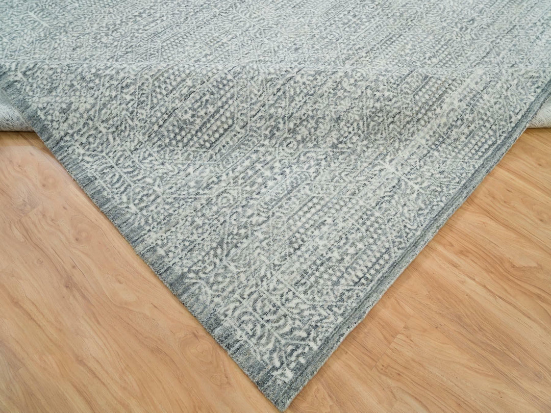 8'10" x 11'11" New Hand Loomed Ivory Wool & Silk Rectangle Oriental Rug - MOA10265835