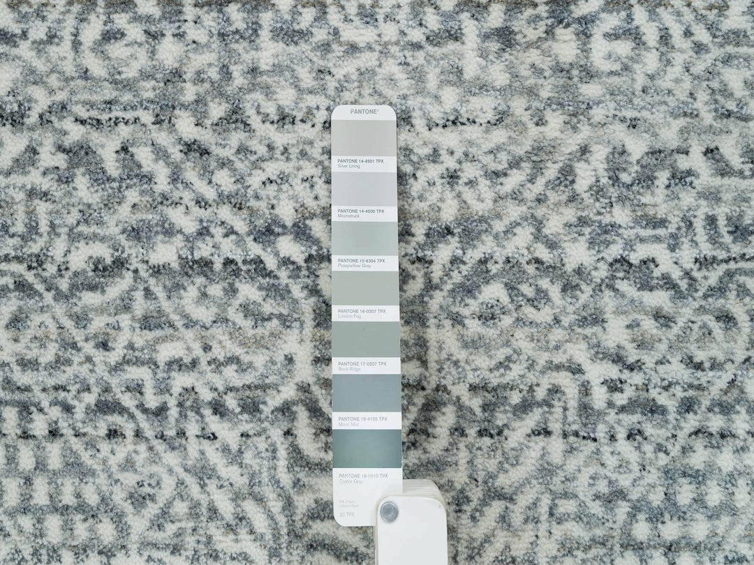 8'10" x 11'11" New Hand Loomed Ivory Wool & Silk Rectangle Oriental Rug - MOA10265835