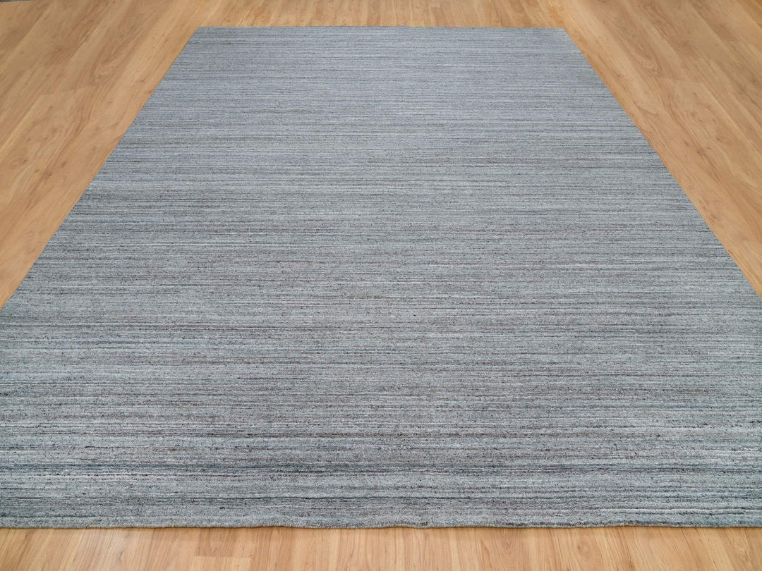 12'0" x 14'11" New Hand Loomed Grey Wool Rectangle Oriental Rug - MOA10265836