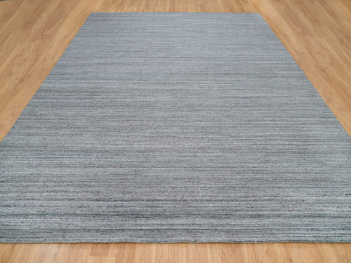 12'0" x 14'11" New Hand Loomed Grey Wool Rectangle Oriental Rug - MOA10265836